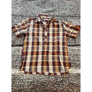 Women's Society Plaid 3/4 Button Up 3/4 Sleeved Shirt Size 16P‎